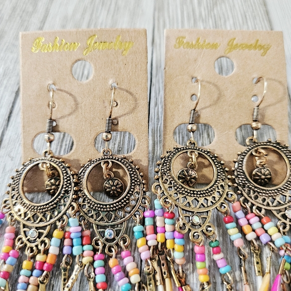 8 Pairs of Bohemian Style Colorful Feather Fashion Jewelry Earrings Lot Costume - Picture 10 of 16